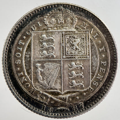 1887 Jubilee Head Victoria Shilling Silver Coin | Very High Grade | a8516