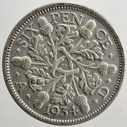 1934 George V Sixpence Silver Coin | Fine Collectable Grade | a5422