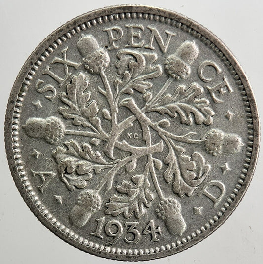 1934 George V Sixpence Silver Coin | Fine Collectable Grade | a5422