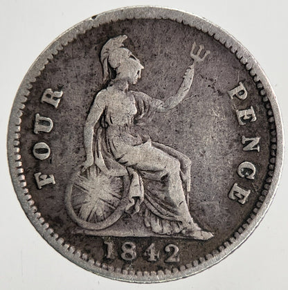 1842 Victoria Groat Four-Pence Silver Coin | Fine Collectable Grade | a6842