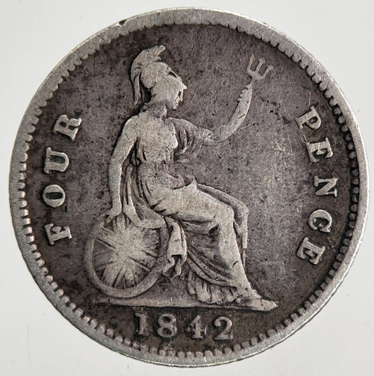 1842 Victoria Groat Four-Pence Silver Coin | Fine Collectable Grade | a6842