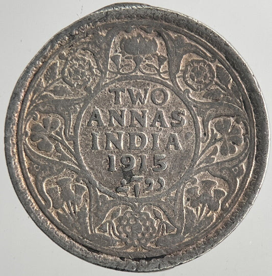 1915 India 2 Annas Silver Coin | Collectable Grade | a6828