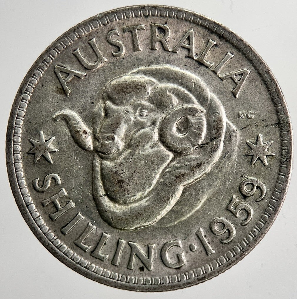 1959 Australia One Shilling Silver Coin | Fine Collectable Grade | a6448