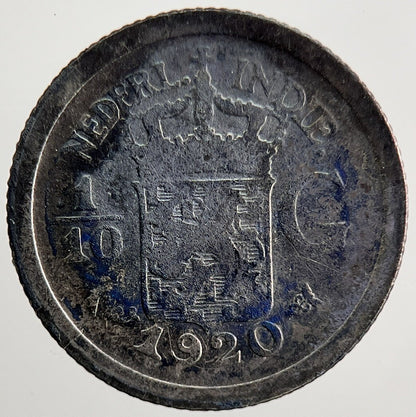 1920 Netherlands East Indies 1/10 Gulden Silver Coin | Collectable Grade | a5512