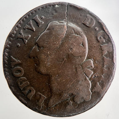 1784 Louis XVI France 1 Sol Coin | Fine Collectable Grade | a6476