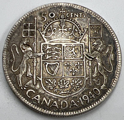 1940 Canada 50 Cents | Canadian Silver Coin | Collectable Grade | a554