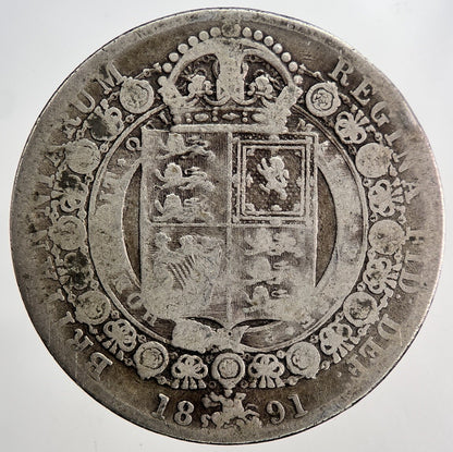 1891 Victoria Half-Crown Silver Coin | Collectable Grade | a6775
