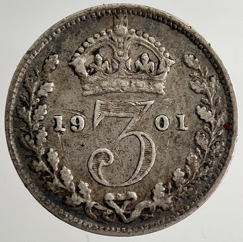 1901 Victoria Threepence Silver Coin | Fine Collectable Grade | a8491