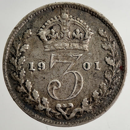 1901 Victoria Threepence Silver Coin | Fine Collectable Grade | a8491