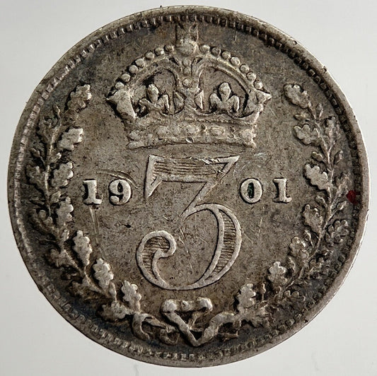 1901 Victoria Threepence Silver Coin | Fine Collectable Grade | a8491