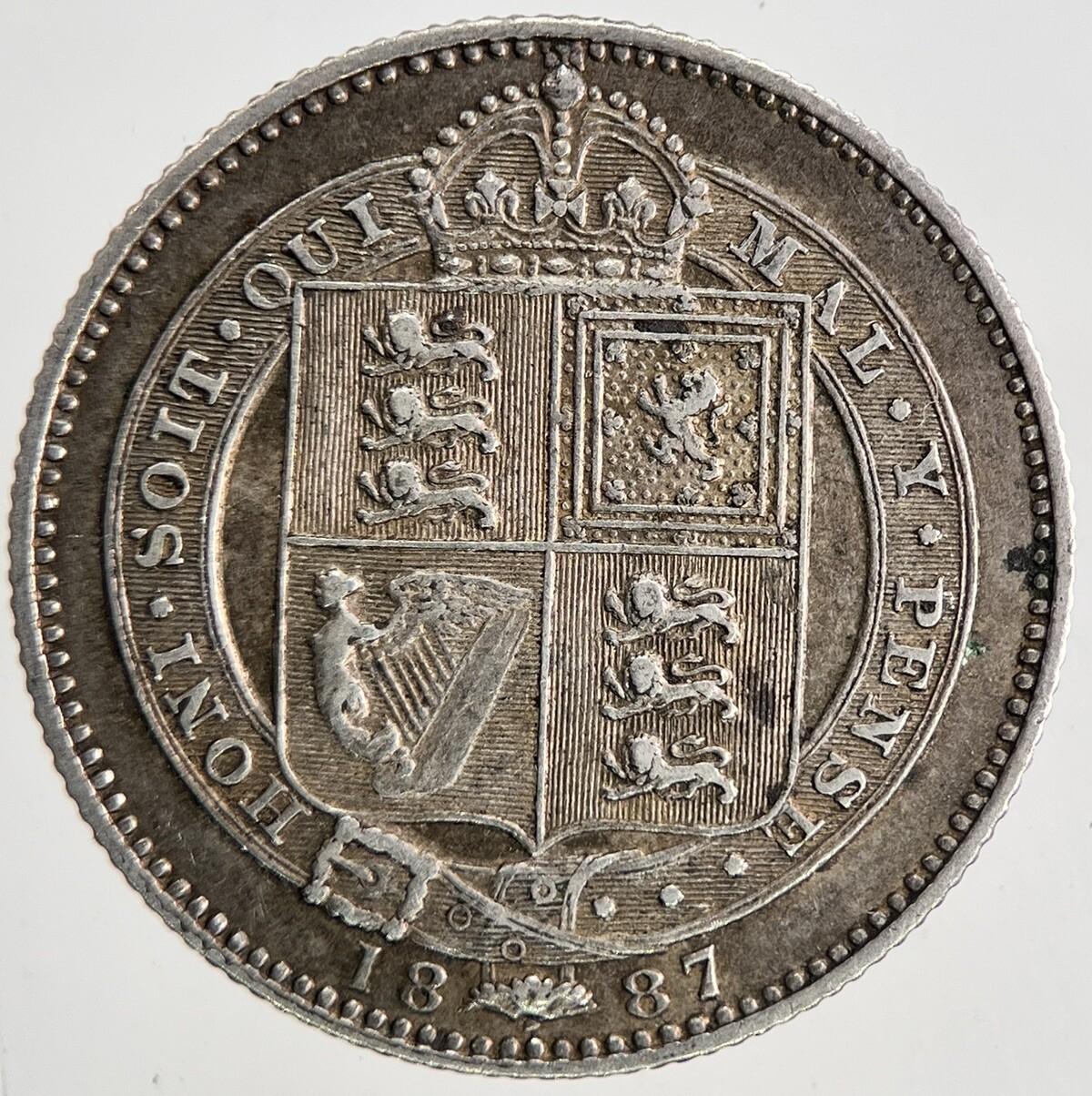 1887 Victoria Shilling Silver Coin | Very High Grade | a6810