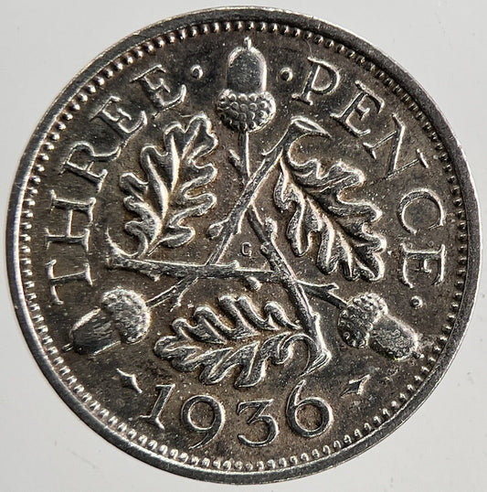 1936 George V Threepence Silver Coin | Very High Grade | a6450