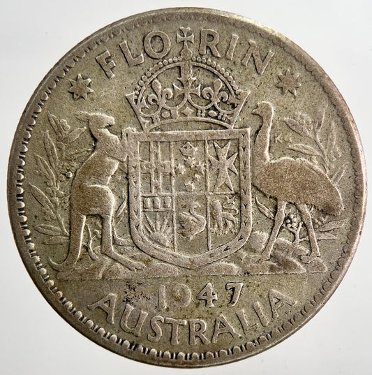 1947 Australia Florin Two Shillings Silver Coin | Collectable Grade | a6437