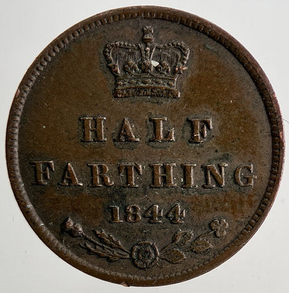 1844 Victoria Half Farthing Coin | Very Fine Grade | a6806