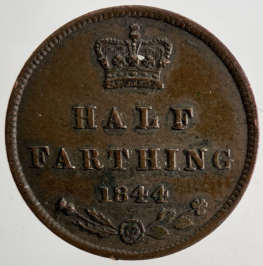 1844 Victoria Half Farthing Coin | Very Fine Grade | a6806