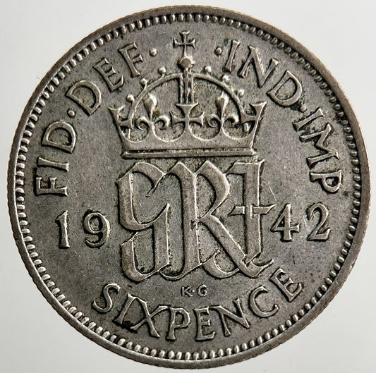 1942 George VI British Sixpence Silver Coin | Very Fine Grade | a5515
