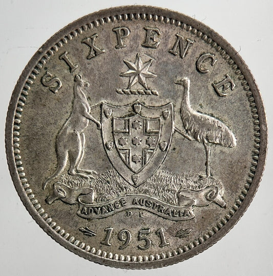 1951 Australia Sixpence Silver Coin | Very High Grade | a6439