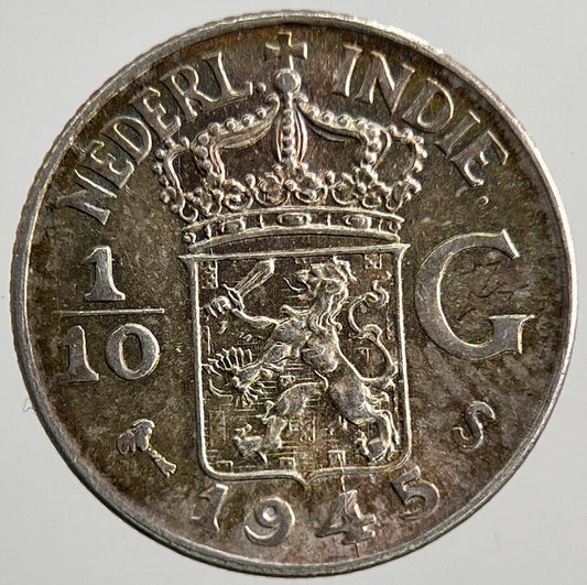 1945 Netherlands East Indies 1/10 Gulden Silver Coin | Very High Grade | a5511
