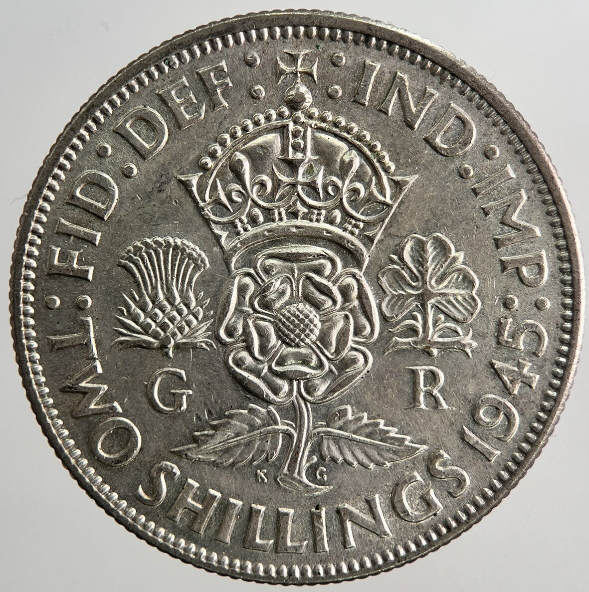 1945 George VI Florin British Silver Coin | Very High Grade | a6375
