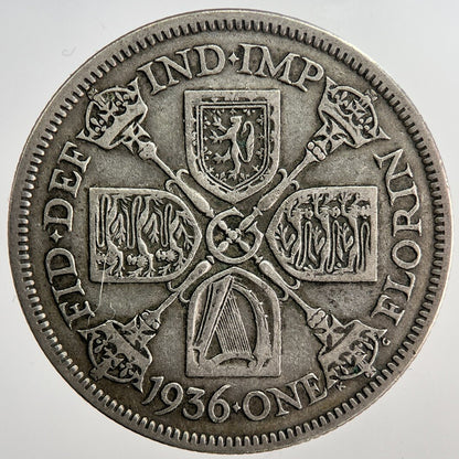 1936 George V Florin British Silver Coin | Fine Collectable Grade | a6364