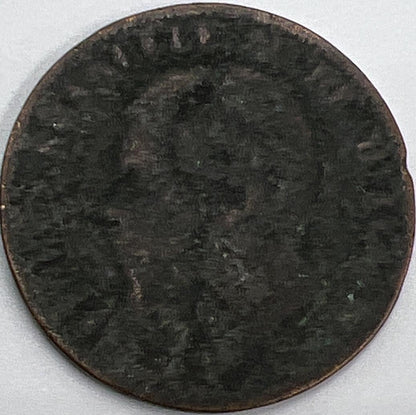 1867 France 10 Centimes Coin | Worn Grade