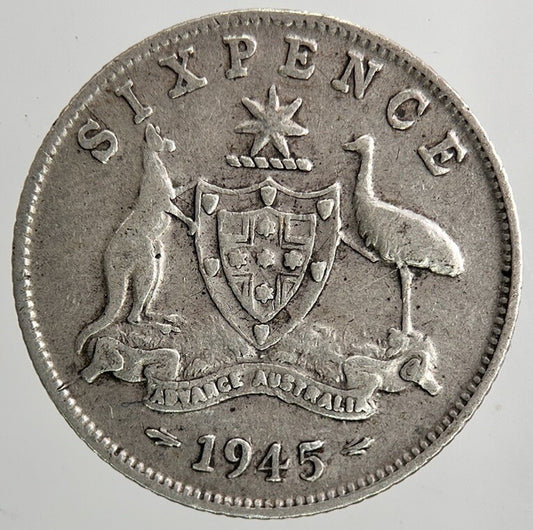 1945 Australia Sixpence Silver Coin | Fine Collectable Grade | a6443