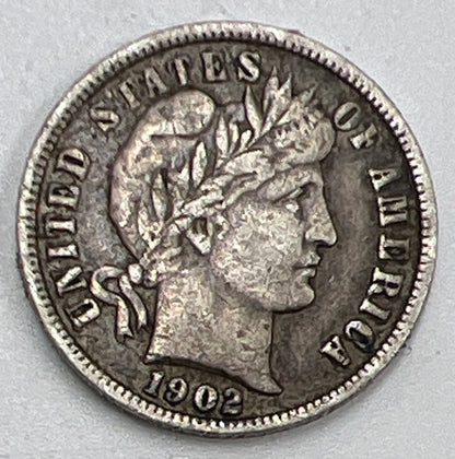 1902 US USA Barber One Dime | American Silver Coin | Collectable Grade | a565