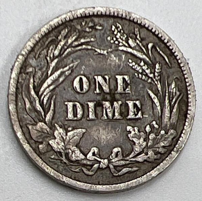 1902 US USA Barber One Dime | American Silver Coin | Collectable Grade | a565