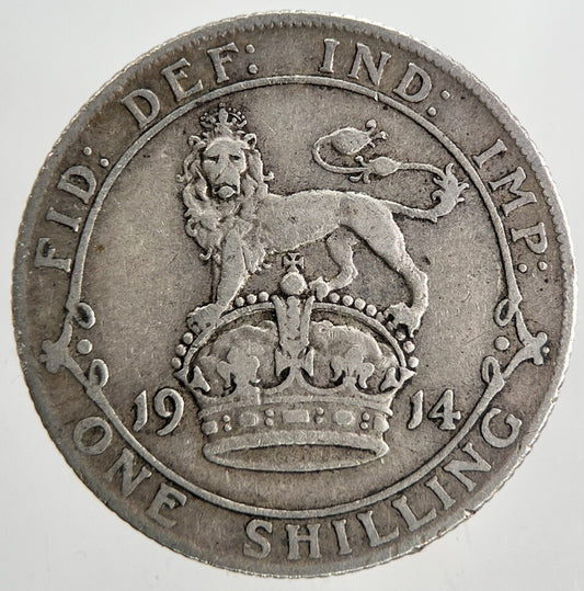 1914 George V Shilling British Silver Coin | Fine Collectable Grade | a6846