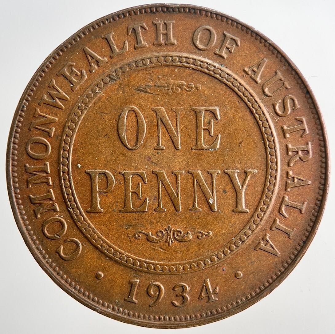 1934 Australia One Penny Coin | Fine Collectable Grade | a6400