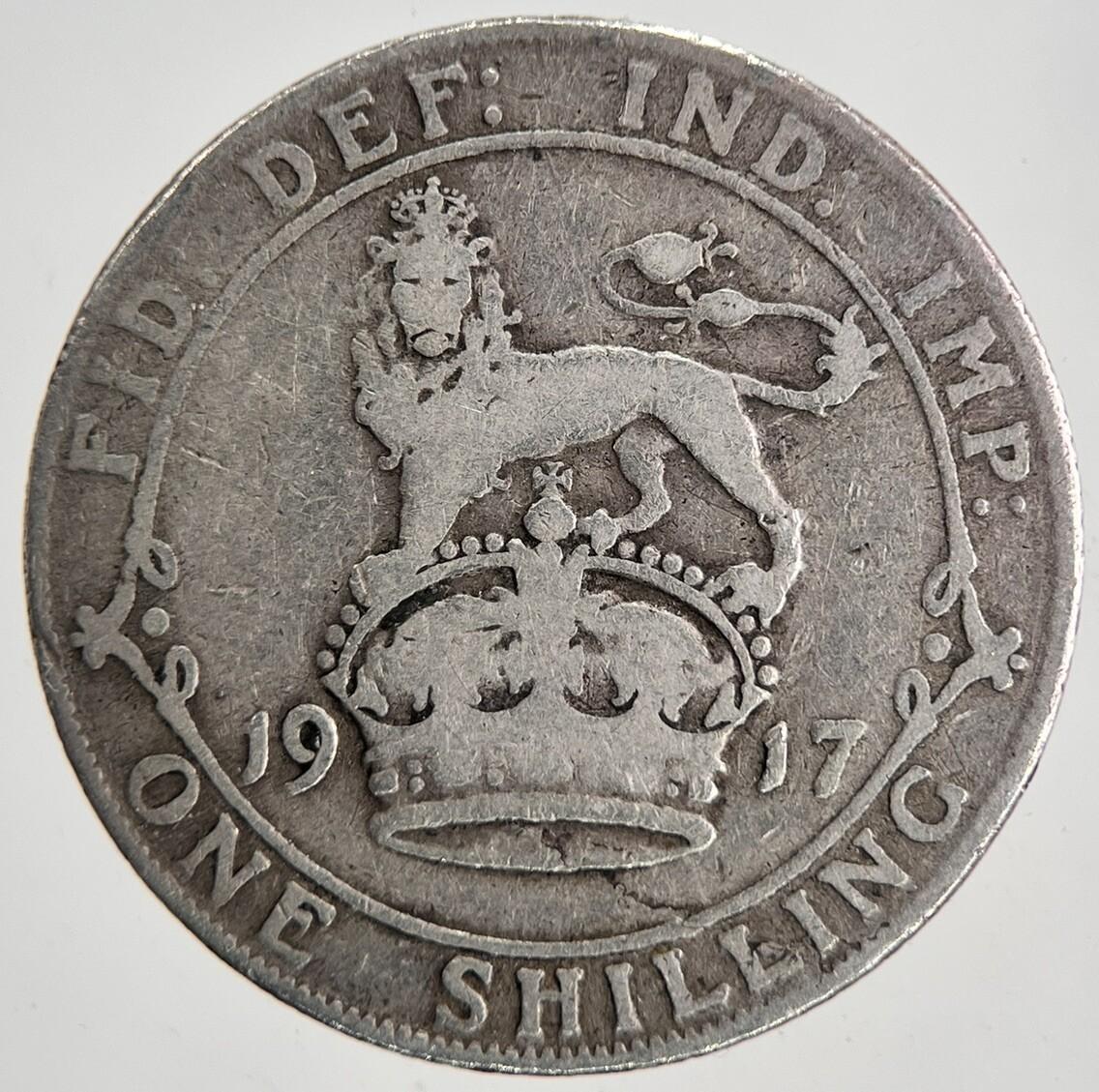 1917 George V Shilling British Silver Coin | Collectable Grade | a6844