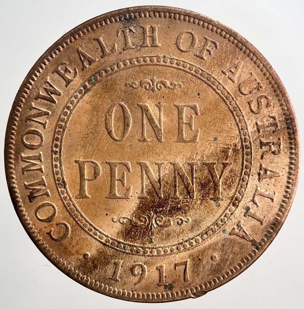 1917 Australia One Penny Coin | Fine Collectable Grade | a6398
