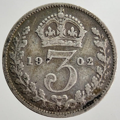 1902 Edward VII Threepence Silver Coin | Fine Collectable Grade | a8390