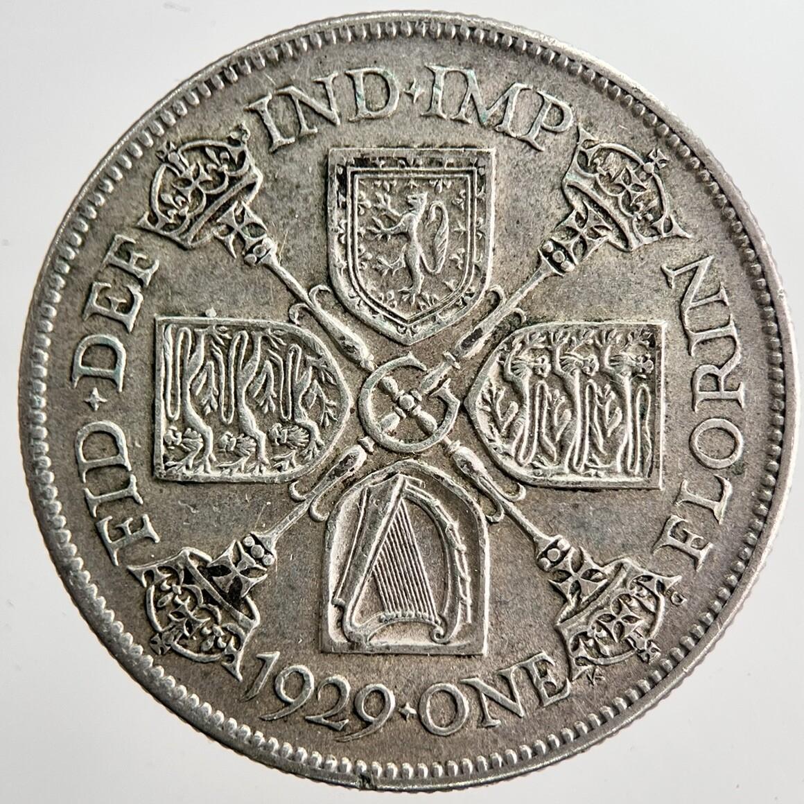 1929 George V Florin British Silver Coin | Very High Grade | a6369