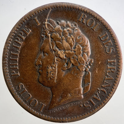 1839 France Cinq 5 Centimes Cents Coin | Fine Collectable Grade | a5381