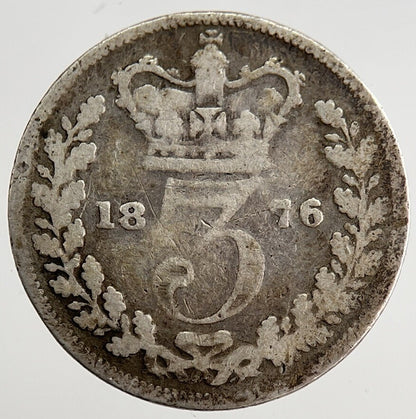 1876 Victoria Threepence Silver Coin | Collectable Grade | a8477