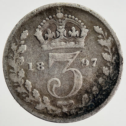 1897 Victoria Threepence Silver Coin | Collectable Grade | a8469