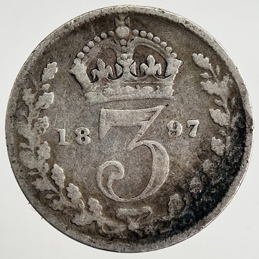 1897 Victoria Threepence Silver Coin | Collectable Grade | a8469