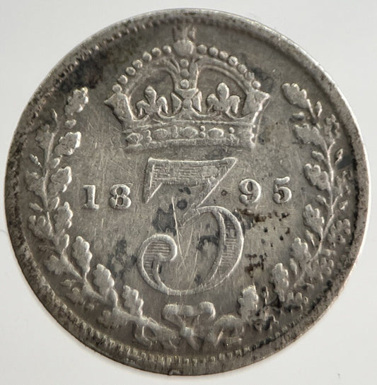 1895 Victoria Threepence Silver Coin | Fine Collectable Grade | a8484