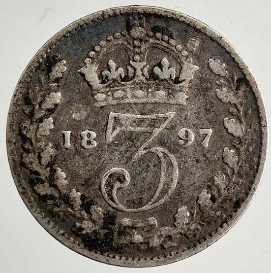 1897 Victoria Threepence Silver Coin | Collectable Grade | a8470