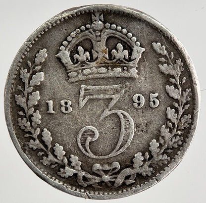 1895 Victoria Threepence Silver Coin | Fine Collectable Grade | a8493
