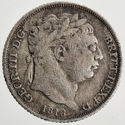 1818 George III Sixpence Silver Coin | Fine Collectable Grade | a6912