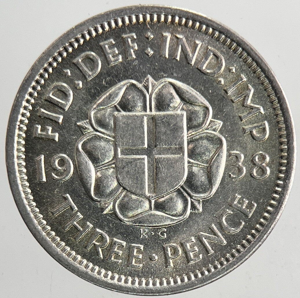 1938 George VI Threepence Silver Coin | Very Fine Grade | a6893