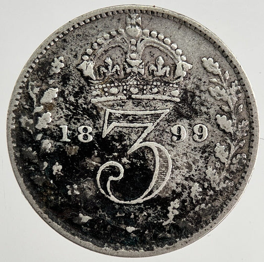 1899 Victoria Threepence Silver Coin | Fine Collectable Grade | a8495