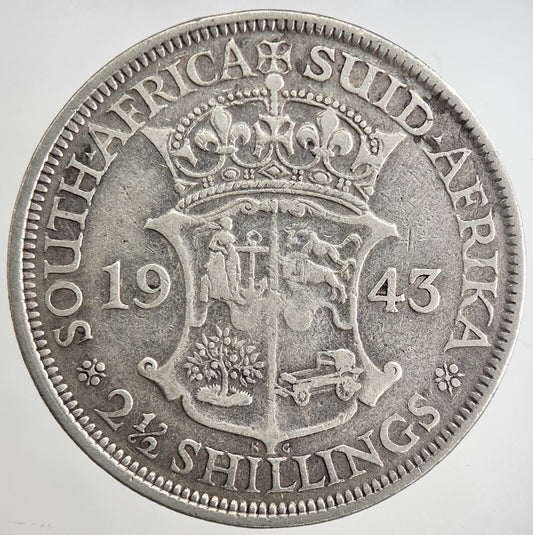 1943 South Africa Half-Crown Silver Coin | Fine Collectable Grade | a8362