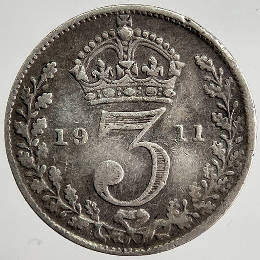 1911 George V Threepence Silver Coin | Fine Collectable Grade | a8442