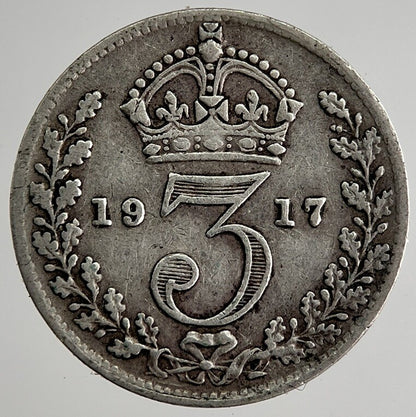 1917 George V Threepence Silver Coin | Fine Collectable Grade | a8445
