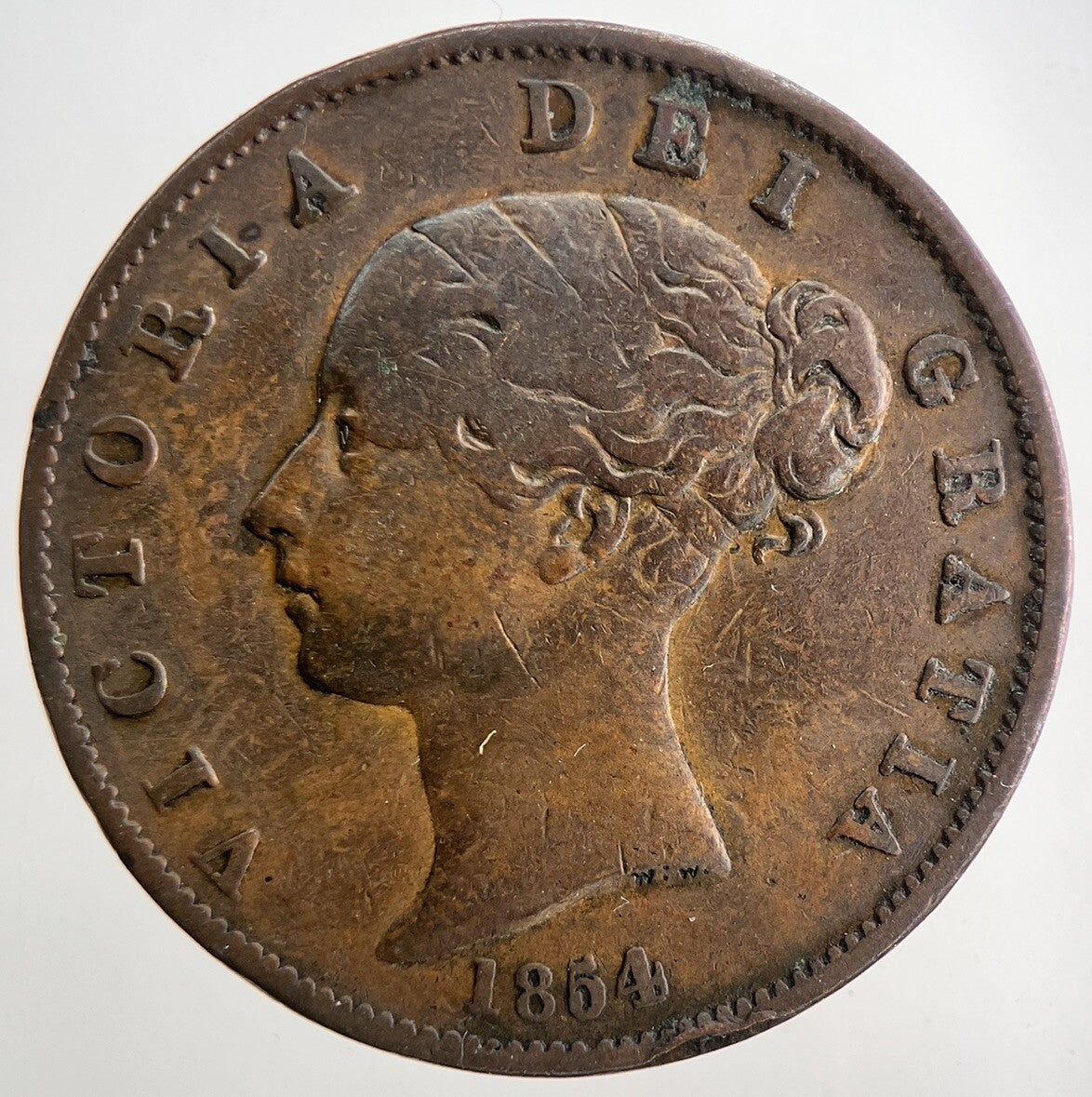 1854 Victoria Half-Penny Coin | Fine Collectable Grade | a9038