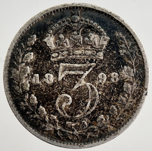 1898 Victoria Threepence Silver Coin | Fine Collectable Grade | a8501