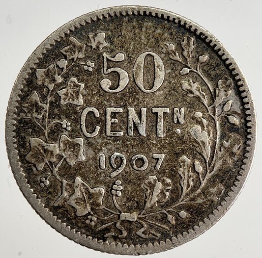 1907 Belgium 50 Cents Silver Coin | Fine Collectable Grade | a8510